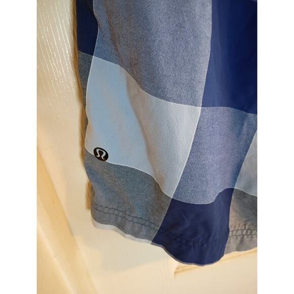 Lululemon Men's Plaid Shorts Blue Sz 34 Preppy Golf Casual - Picture 4 of 5